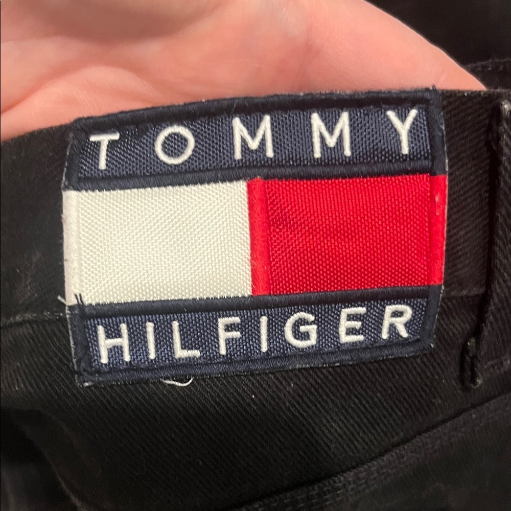 90s Y2K Tommy Hilfiger Black Carpenter Jeans Wide Leg Grunge 36/30 36 30 - Picture 4 of 16